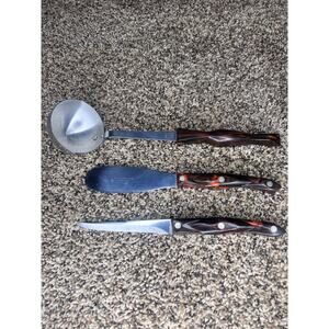 Lot of 3 - Vintage Cutco brown orange swirl 1721, 1768, 1715 USA